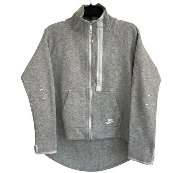 Nike Tech Fleece Moto Cape Jacket Womens XL Gray Running Athletic Athleisure - Picture 1 of 13